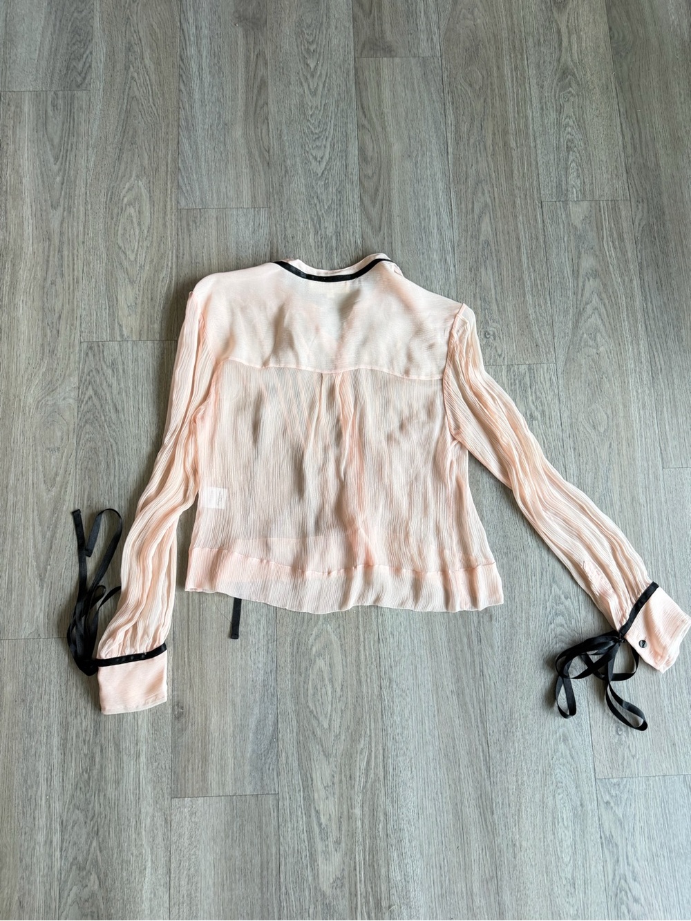 Nigel Preston Free People Sheer Tie-Neck Blouse - Pink - Picture 5 of 5